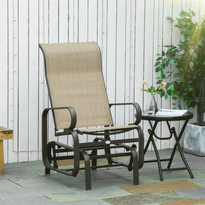 Outsunny Outdoor Glider Chair, Gliders For Outside Patio With Smooth Rocking Mechanism And Lightweight Construction For Backyard, Tan
