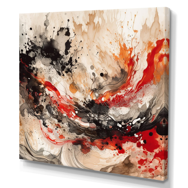 " Red Black Chromatic Agate II ", 30" H x 30" W x 1" D, Wrapped Canvas