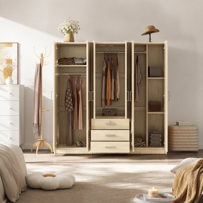 Armoire spacieuse en bois pour chambre à coucher avec plusieurs tiroirs et un design élégant