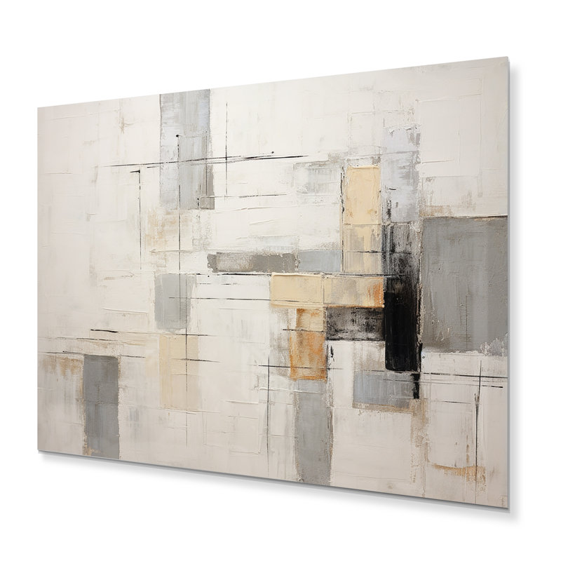" Beige And Black Minimalism Scandinavian ", 16" H x 32" W x 1" D