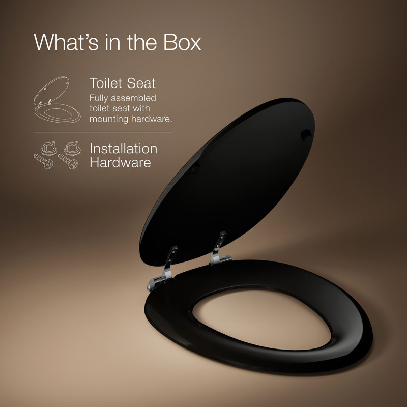Kathryn® Elongated Toilet Seat, Polished Chrome, Black/Black