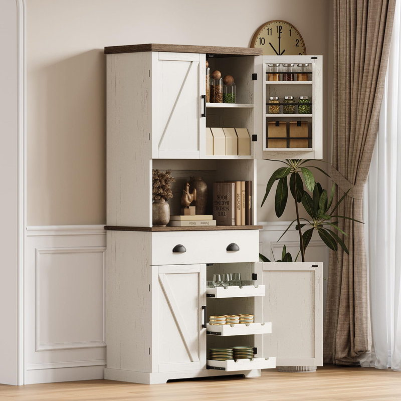 72" H Storage Cupboard With 4 Doors, White