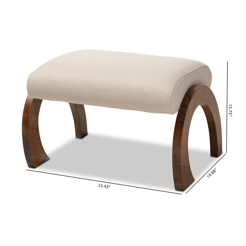 Upholstered Ottoman, Light Beige