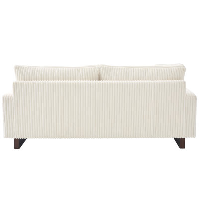 Modern Beige Corduroy Sofa, Spacious Loveseat With Pillows For Living Room