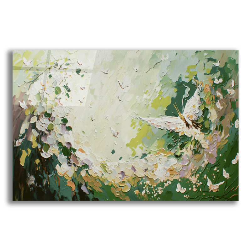 «Bushes Butterfly» par Svetlana Aleynikova, art mural en verre acrylique, H 12 po x l 16 po x P 0,13 po