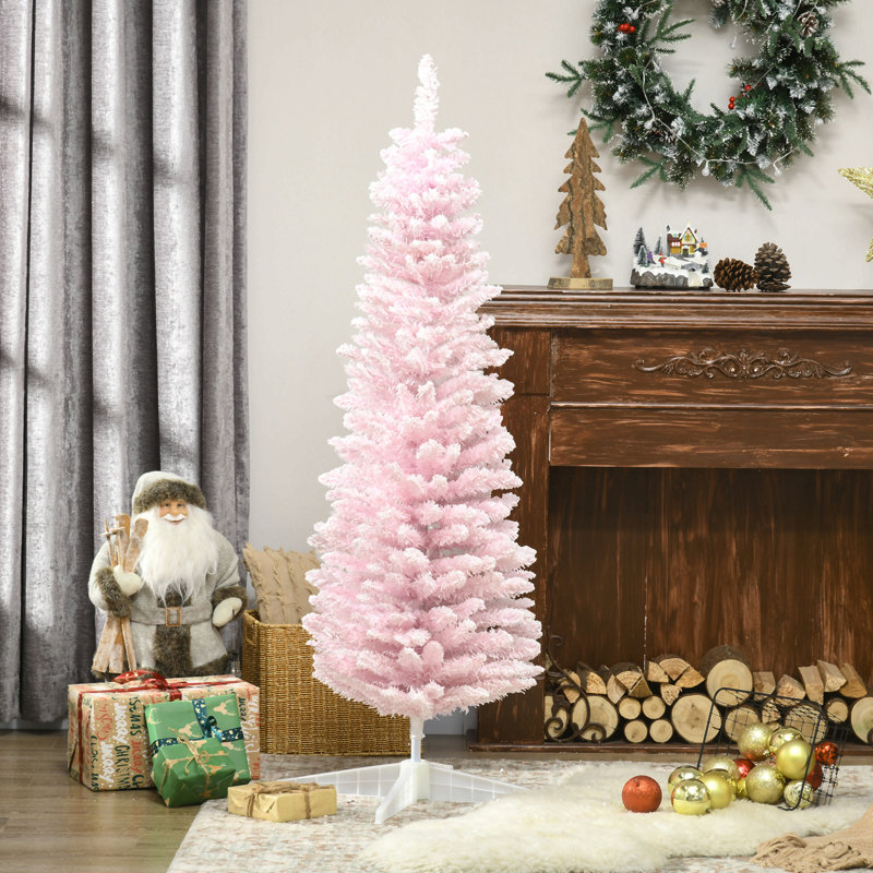 Arbre de Noël neige enneigé, arbre de Noël mince avec branches réalistes et base en plastique pour la décoration intérieure