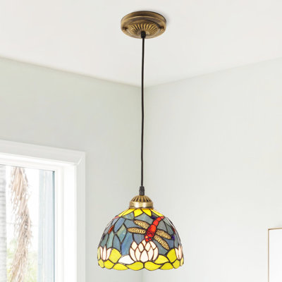 Luminaire suspendu simple à 1 lumière à intensité variable Tiffany