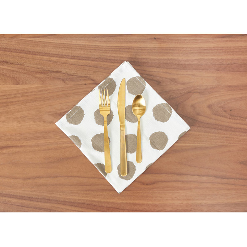 100% Cotton Polka Dots Square Napkin, Brown