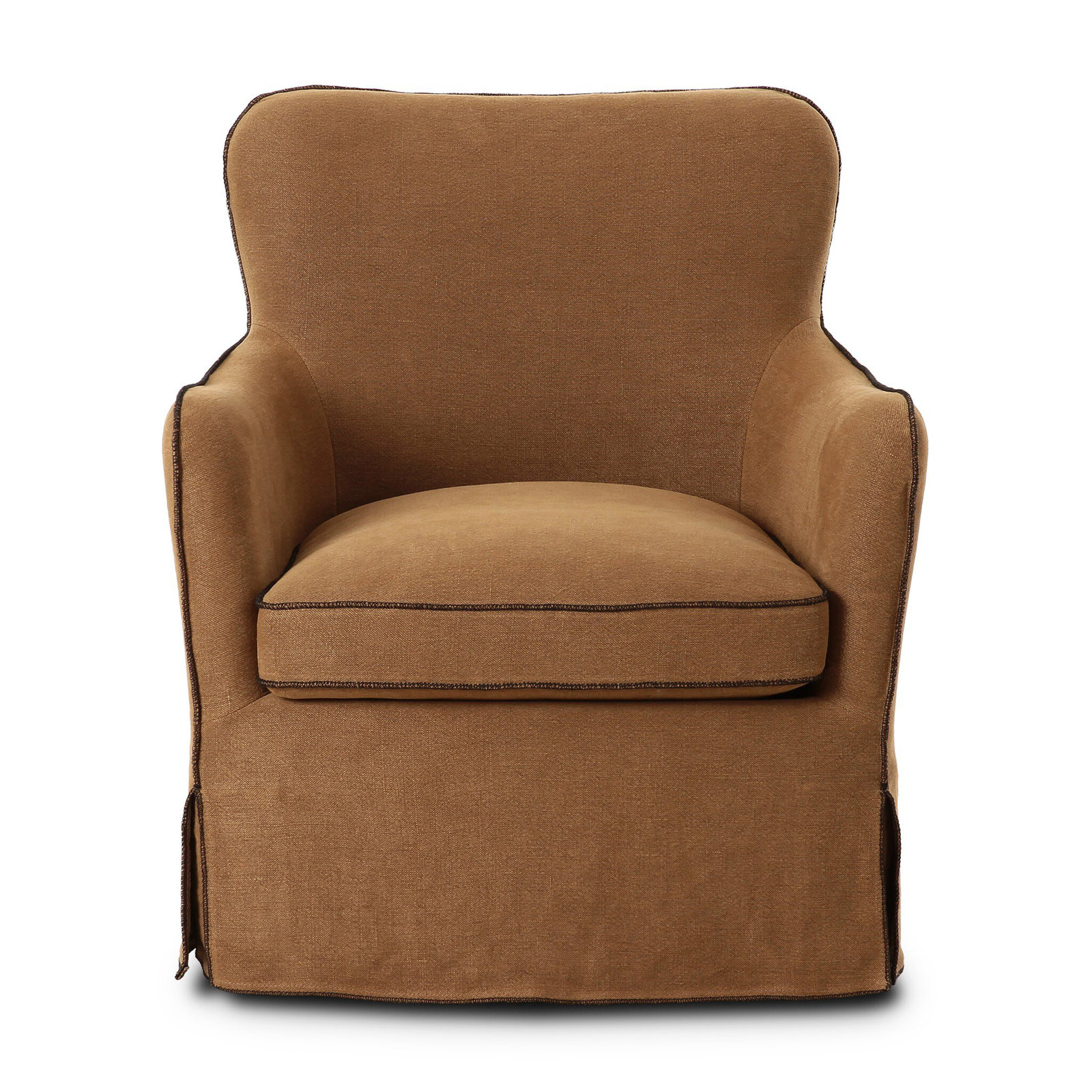 Devon Slipcover Swivel Chair-Broadway Dune, Broadway Gilt