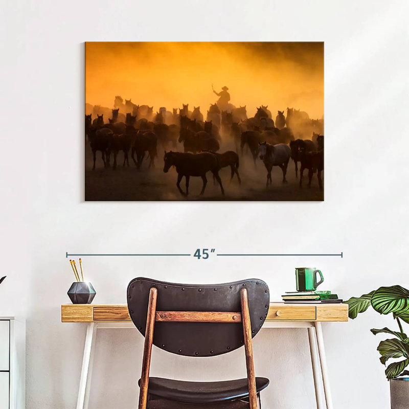 Lelar Herding Horses, 26" H x 39" W