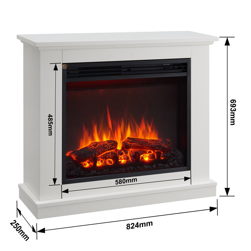 ASHBOURNE FLAMME 82cm W Electric Fireplace, White