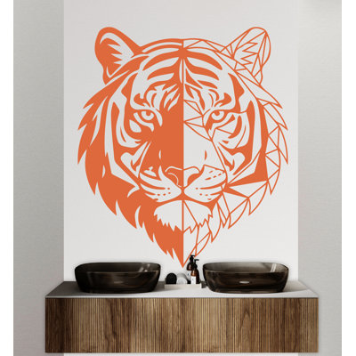 Adhésif décoratif tigre, motif géométrique tigre, art mural tigre, animaux amoureux des tigres, décorations murales pour salle de bain, autocollants 242DRE