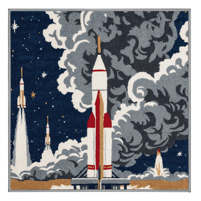 Machine Washable Space Gray Area Rug