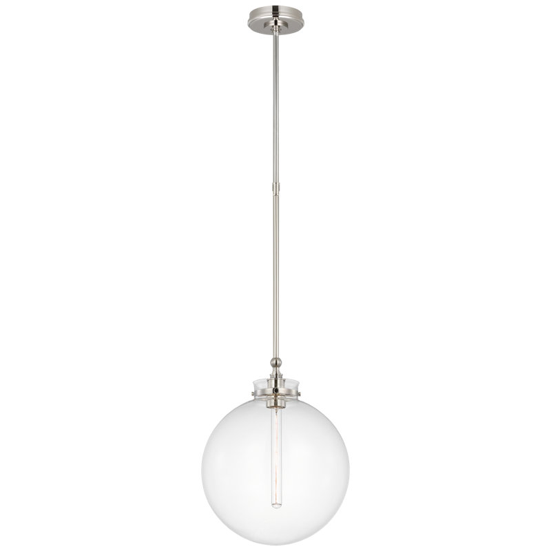 Parkington 1 - Light Pendant, Antique-Burnished Brass, Clear Glass, 17.75" H x 14" W x 14" D