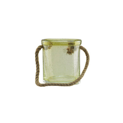 Porte-bougie 6,5 "en verre soufflé à la main jaune
