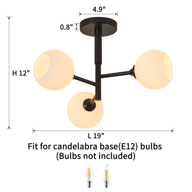 Dymphia 3-light Dimmable Semi Flush Mount
