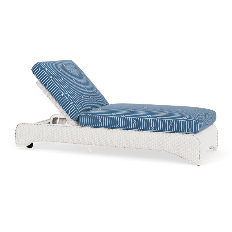 Loom Outdoor Chaise Lounge, White, Beach Navy