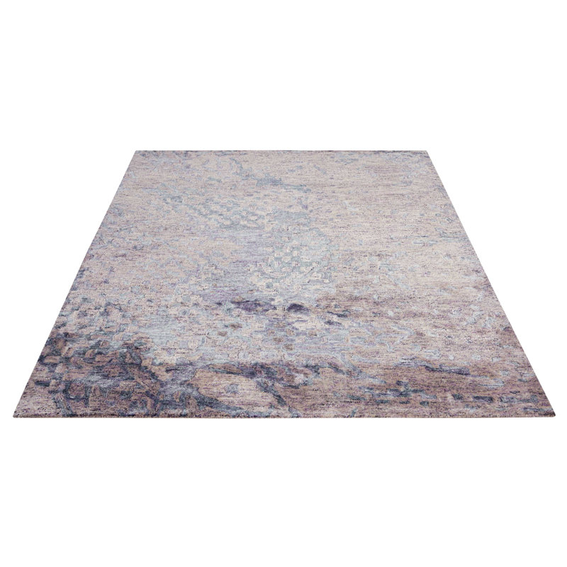 Tapis bleu turquoise / mauve / vert sarcelle / blanc touffeté à la main Nyssa, Rectangle 3 pi 9 po x 5 pi 9 po
