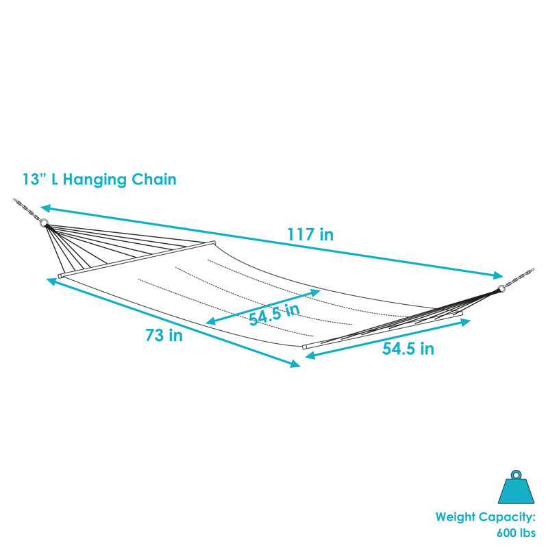 Alexzandyr 2-Person Quilted Polyester Spreader Bar Hammock, Green/Light Green