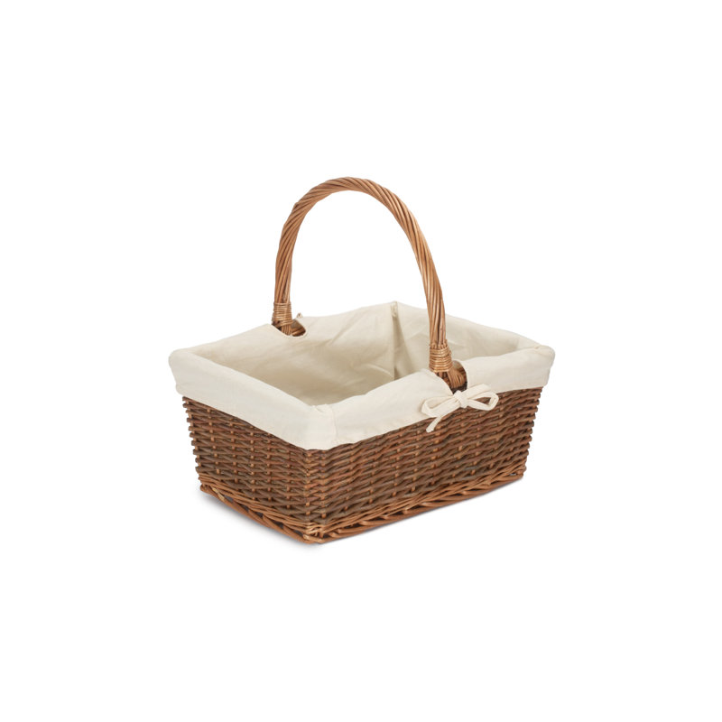 Lily Manor Wicker Unpeeled Willow Shopper Basket with Lining, 38cm H x 42cm W x 35cm D
