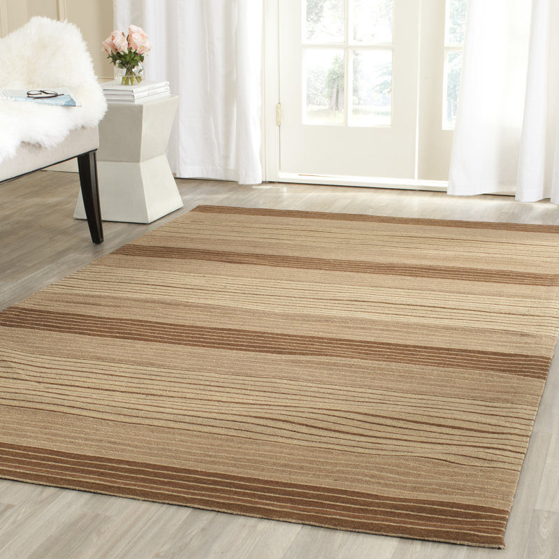 Tapis en laine / coton tissé à la main Cruz / brun / beige, Rectangle 4 pi x 6 pi