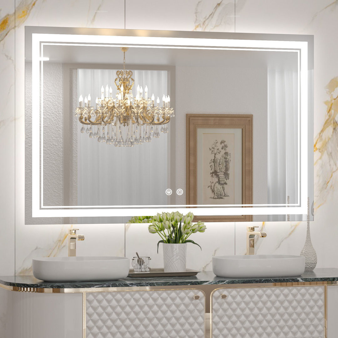 Johnn LED Lighted Bathroom Vanity Mirror 3 Color Dimmable Light & Anti-fog Wall Mirror Ivy Bronx 