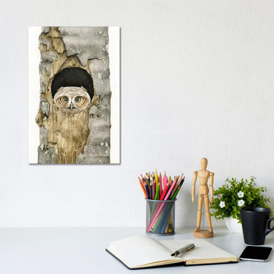 Peek A Boo Owl by Tracy Lizotte - Wrapped Canvas Painting