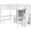 Lit mezzanine double blanc avec escalier de rangement, bureau en L, tiroirs et armoire - Escalier de conception pure
