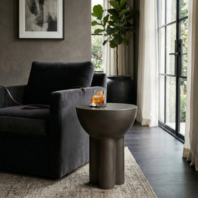 Table d'appoint en poterie ciment moderne et sculpturale, bureau à domicile, utilisation dans la chambre à coucher - 18 po gris