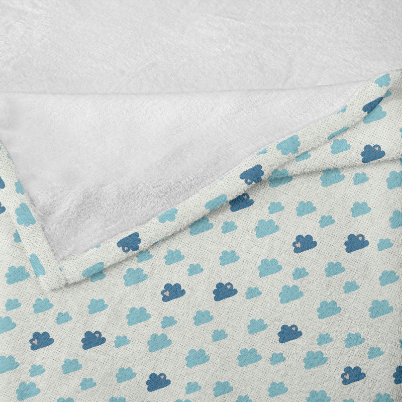Ambesonne Fleece Throw Blanket Blue, 50" W x 60" L, Hearts Polka Dots