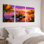 Ensemble de 3 toiles murales représentant un paysage de coucher de soleil avec des fleurs de lotus