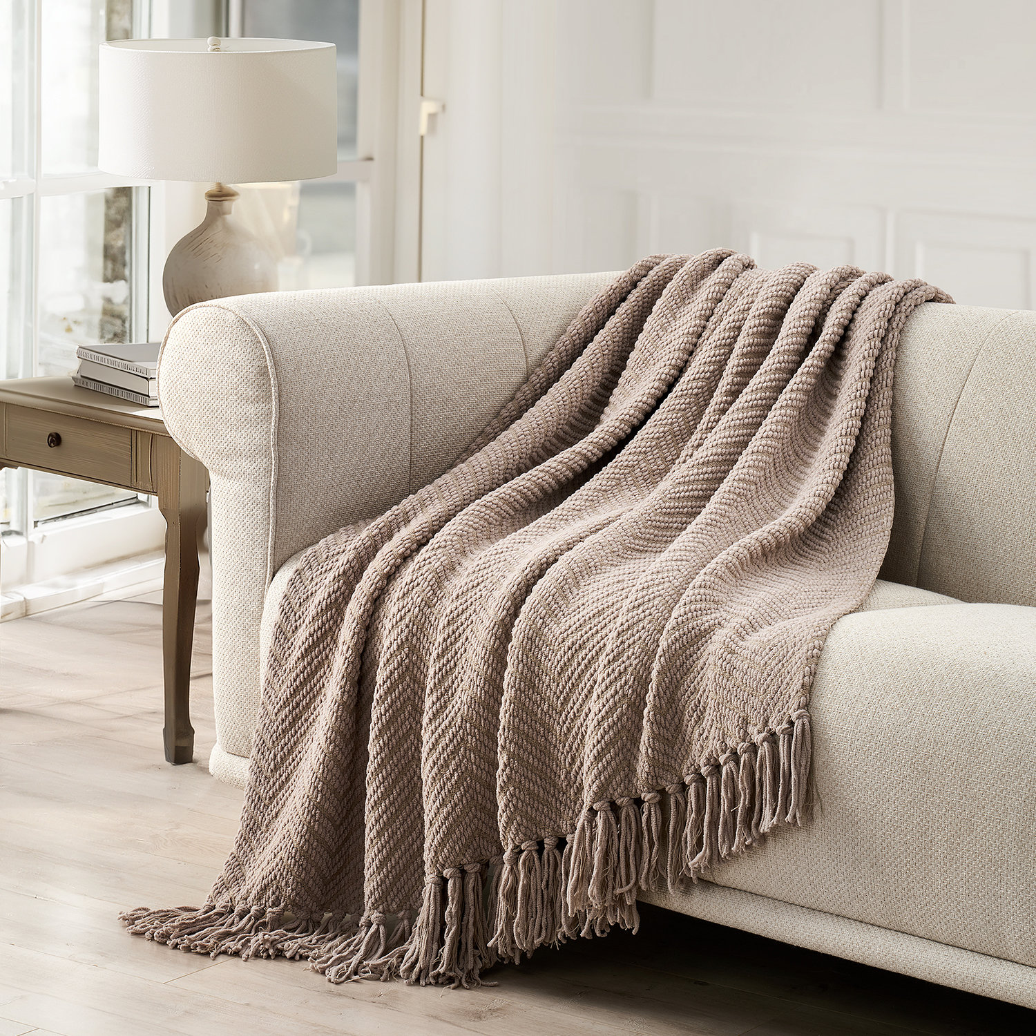 EverGrace Herringbone Chenille Throw Blanket | Wayfair