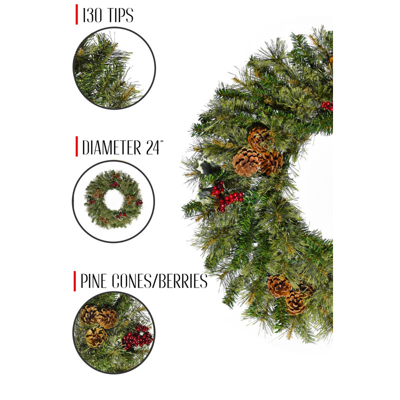 Faux Pine Pinecones 24'' Wreath
