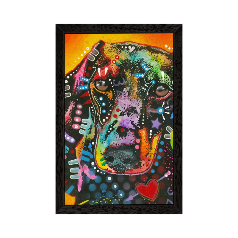 Brilliant Dachshund by Dean Russo - Print on Canvas, 66.04 cm H x 45.72 cm W, Black Framed