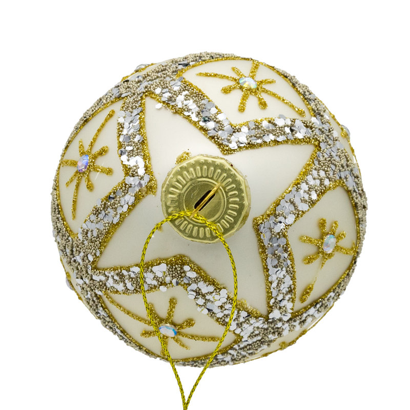 Kurt Adler, ensemble de 6 boules en verre argenté avec paillettes dorées et argentées, 6 pièces