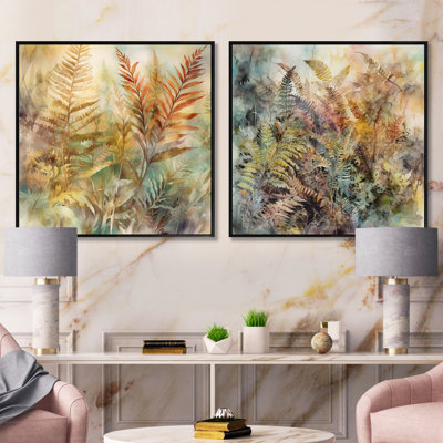 Green Grace Of Ferns - Ensemble de 2 colliers floraux carrés