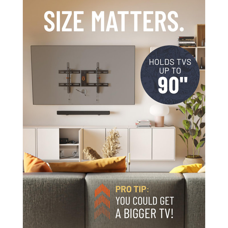 Black Steel Low Profile Tilting Wall Mount for 40"-90" TVs
