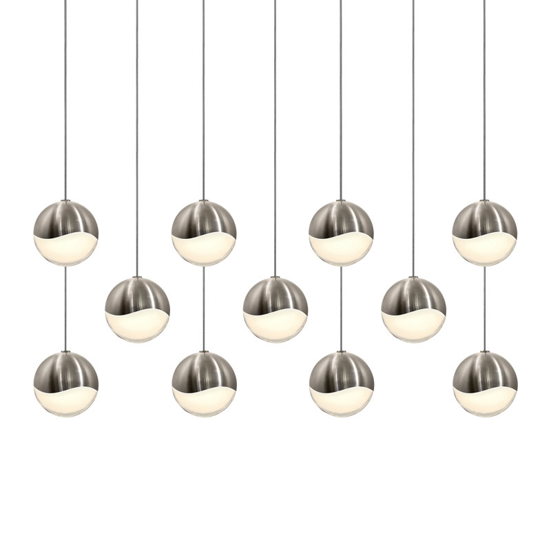 Grapes 11 - Light LED Cluster Pendant, 3.25" H x 37" W x 9.25" D, Satin Nickel