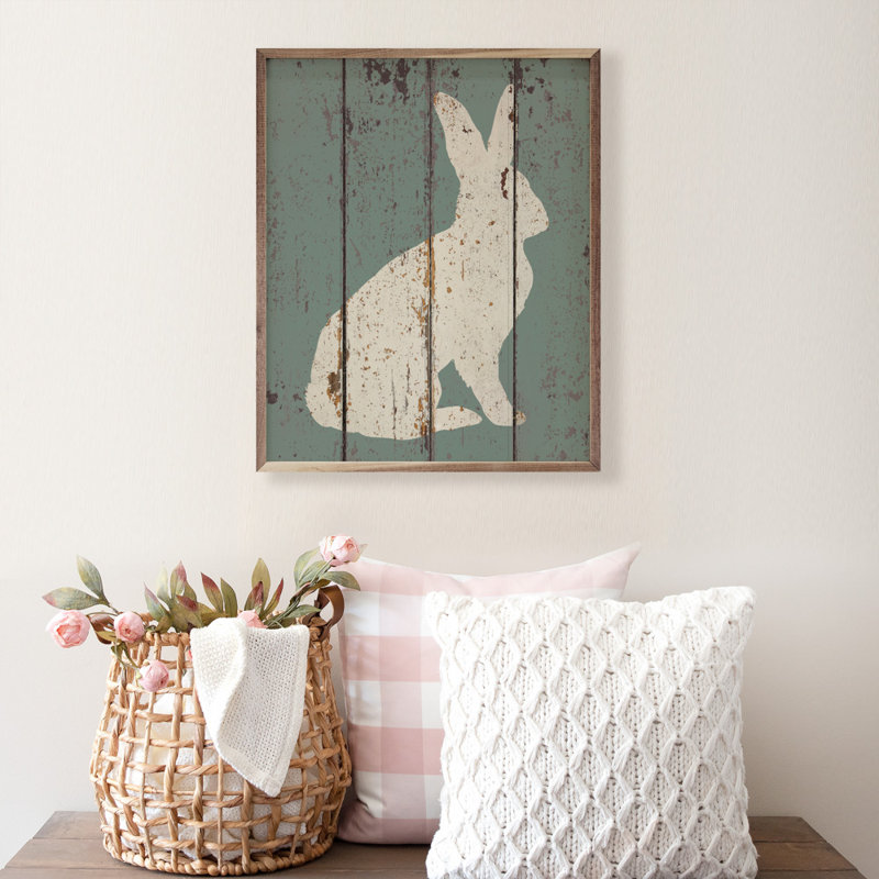 Sitting Bunny Blue, 10" H x 8" W x 1" D, Sage