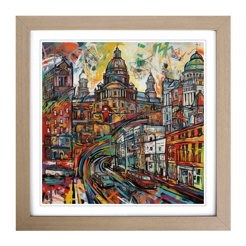 City Of Belfast Expressionism - Framed Print, Oak
