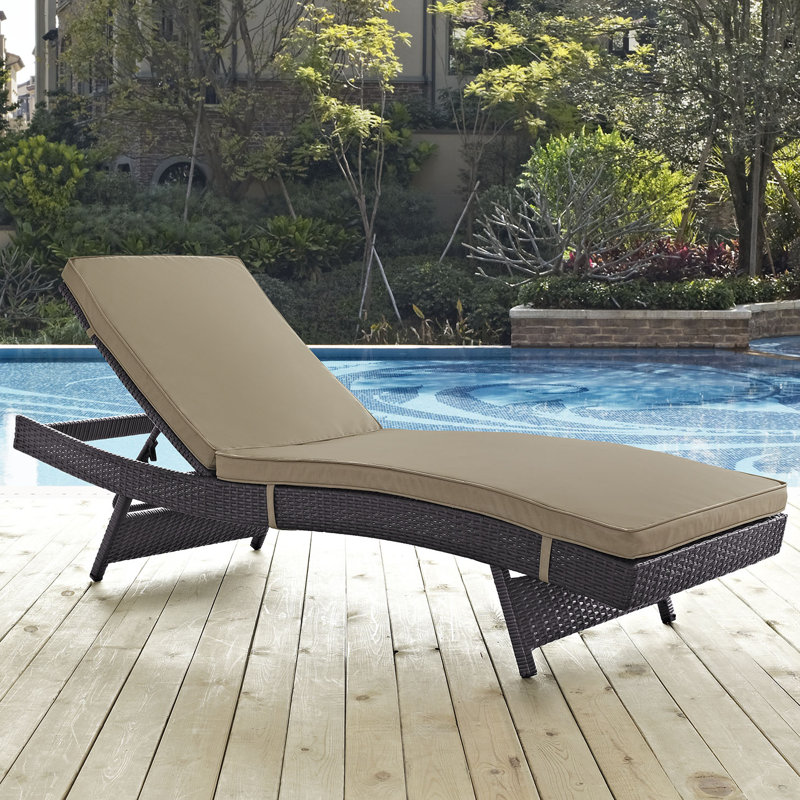 Convene Wicker Rattan Outdoor Patio Chaise Lounge Chair, Mocha