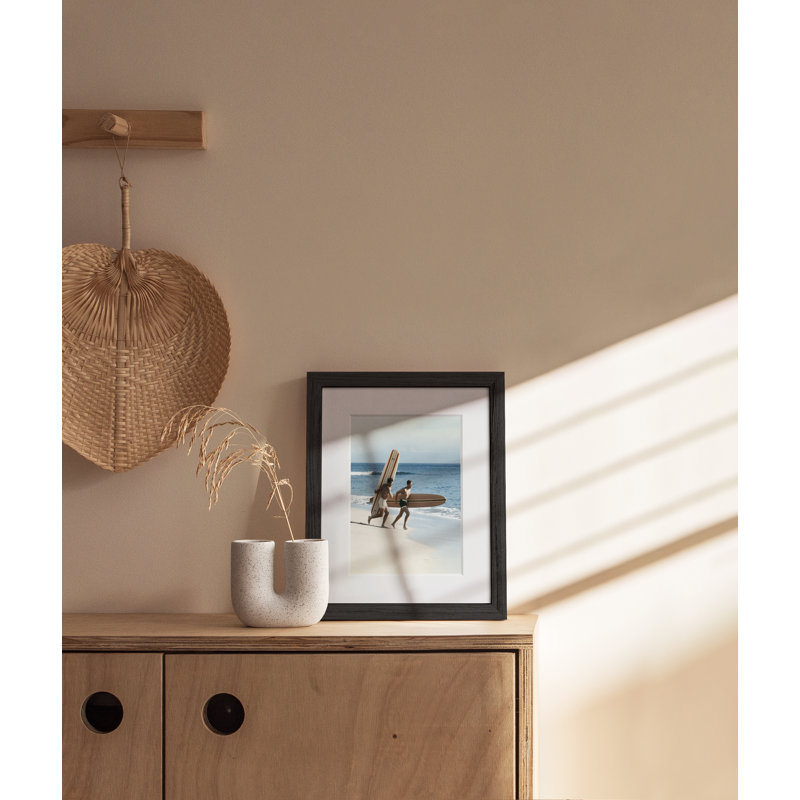 Cadre photo en bois massif avec verre, L 8 po x H 10 po, Noir