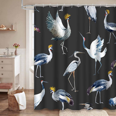 Watercolor Birds African Crane White Stork Gray with 12 Hooks