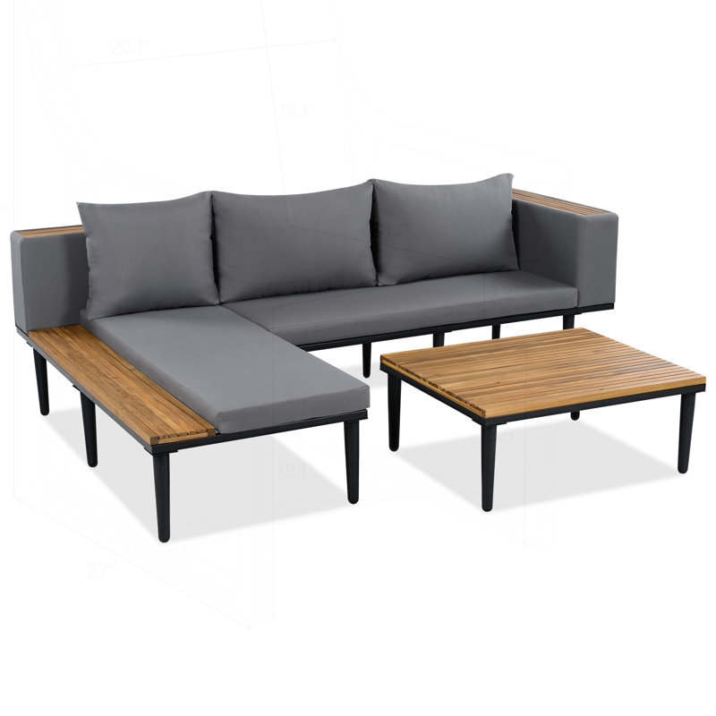 Canapé modulaire d'extérieur pour la cour, Gris