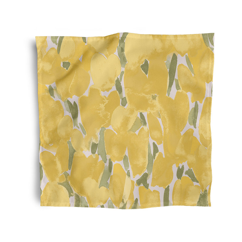 Lonston Polyester Floral Square Napkin, Yellow
