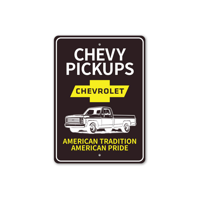 Plaque en aluminium Chevy Pickups, H 18 po x l 12 po x P 0,06 po