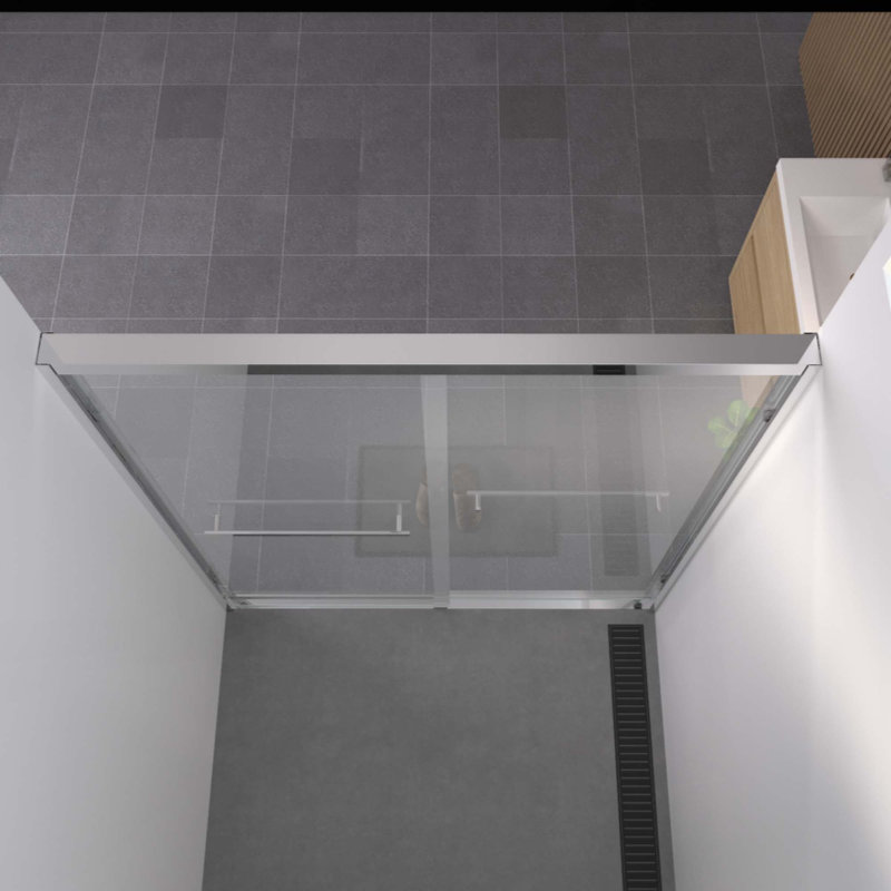 Aluminum Frame Double Sliding Shower Door,Bypass Bathroom Sliding Door With Premium 1/4" (6Mm) Clear Tempered Glass, Hardware Sliding Glass Shower Enclosure