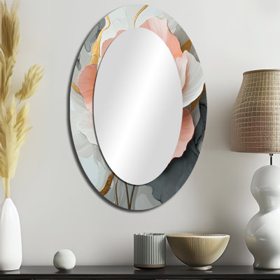 Miroir mural traditionnel blanc et corail pivoines Elegance II