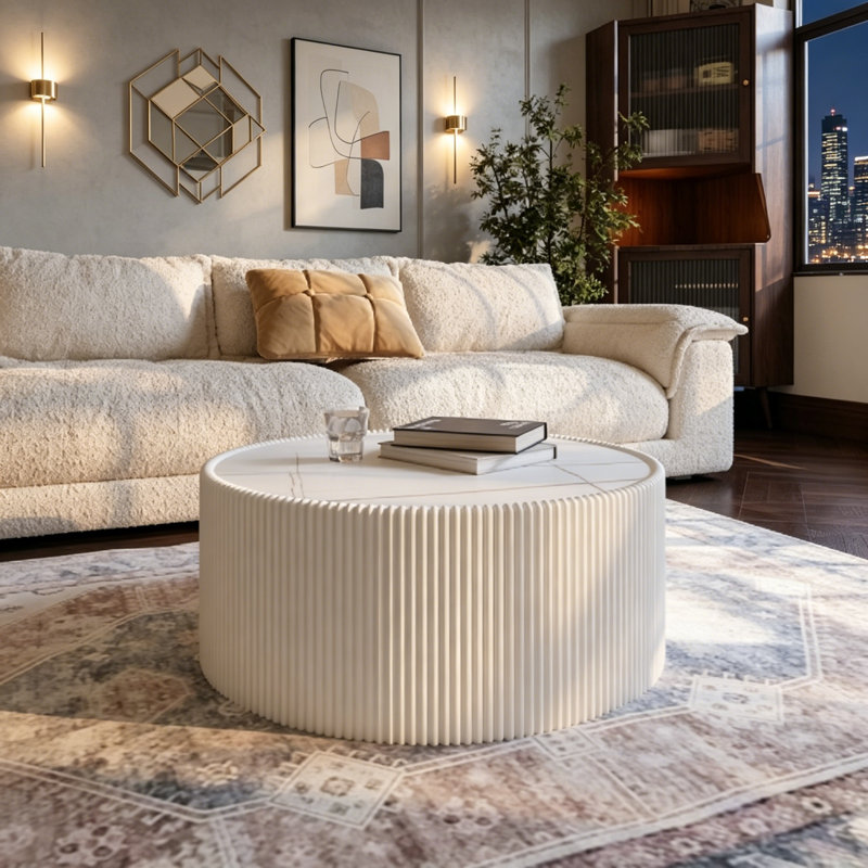 Dessus cylindrique en cuir clair ardoise, Gris