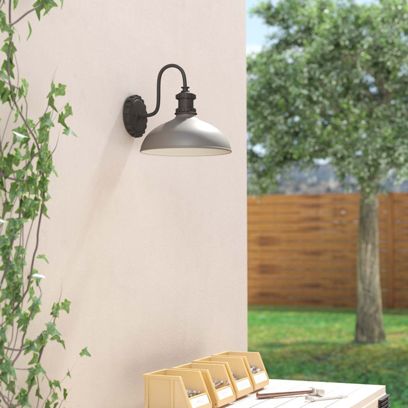 Luminaire de grange d'extérieur H 11,75 "Ravi, Argent